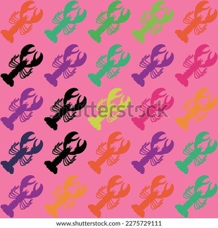 Abstract Retro Lobsters Diagonal Lineup Minimal Seamless Vector Pattern Trendy Fashion Colors Perfect for Allover Fabric Print Interior Decoration Outdoor Textile or Mens Swimwear Pink Background