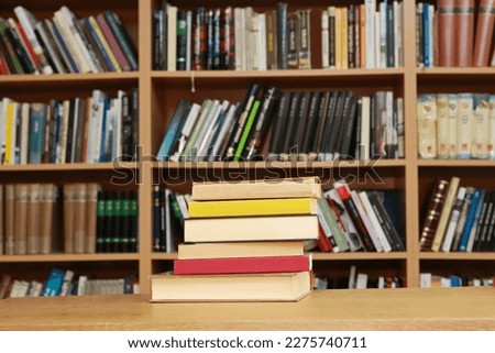 Books on the table in library