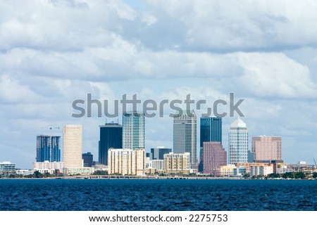Tampa Florida skyline viewed from bay
