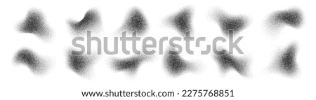 Fluid halftone shapes, abstract liquid stipple forms, black splatter shadows isolated on white. Vector design element. Royalty-Free Stock Photo #2275768851
