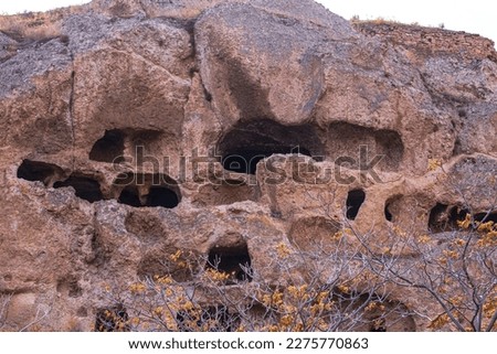 One of Sille's most important historical assets is the cave churches in the south. There are many Early Christian churches carved into the rocks on the mountain slope. Selcuklu, Konya. Royalty-Free Stock Photo #2275770863