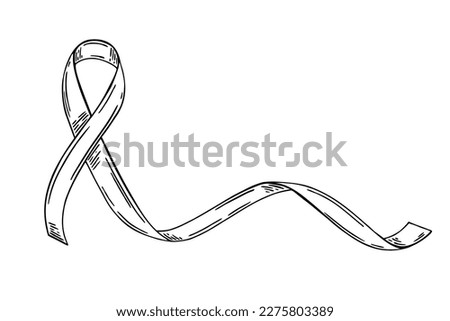 Sketch ribbon isolated on white background. Health concept. Vector illustration