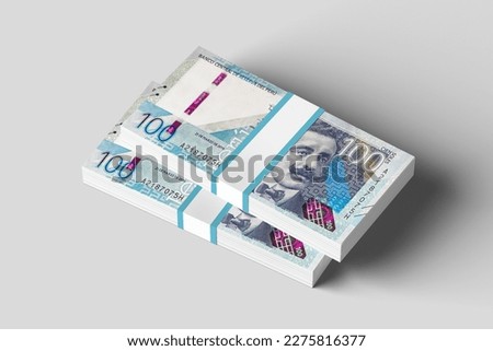wad of peruvian bills, peruvian currency on white background in high resolution Royalty-Free Stock Photo #2275816377
