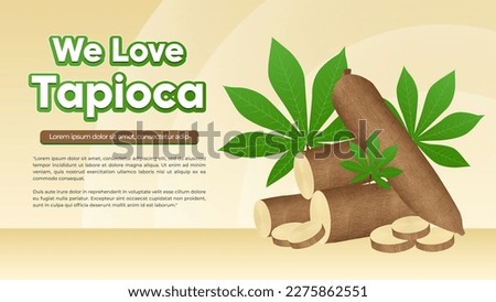 Cassava tree plant, we love tapioca, manioc cassava roots underground plants, cassava plantation, Vector Royalty-Free Stock Photo #2275862551