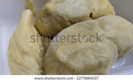 Close up picture frozen delicious durian montong Bali with blurred background