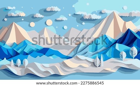 paper landscape
Cute paper cut-out sky landscape background with copy space. paper landscape clouds made in realistic paper craft or origami style for children's room, nursery, children's design. Royalty-Free Stock Photo #2275886545