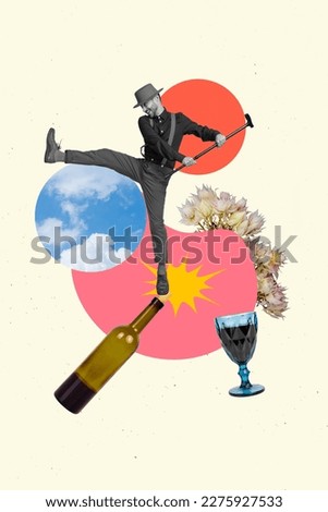 Creative 3d photo artwork graphics collage painting of funny funky guy enjoying wine having fun isolated drawing background Royalty-Free Stock Photo #2275927533