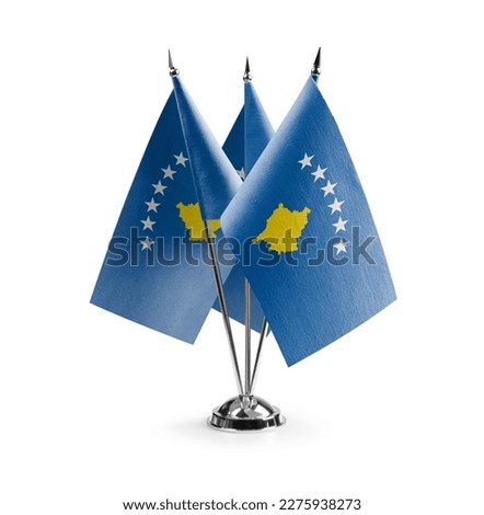 Small national flags of the Kosovo on a white background.
