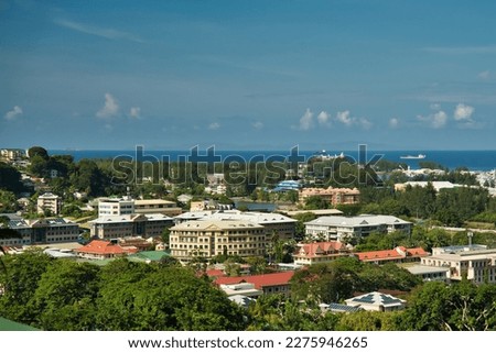 Mahe, Seychelles 15.03.2023 panoramic view over the town Victoria  on Mahe island Royalty-Free Stock Photo #2275946265