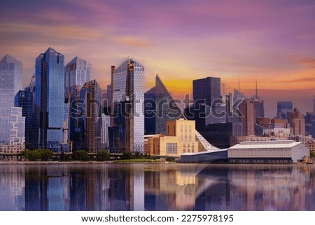 New york cityscape river side with location is lower manhattan,