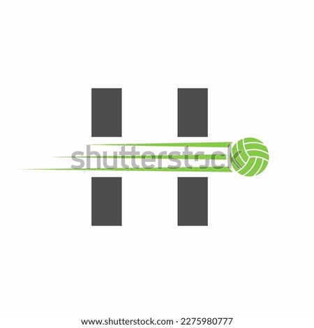 Initial Letter H Volleyball Logo Design Sign. Volleyball Sports Logotype