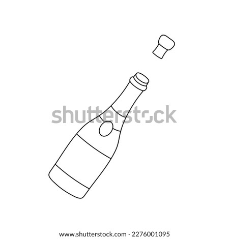 Champagne bottle vector icon for laser cutting, engraving, web design and coloring pages

