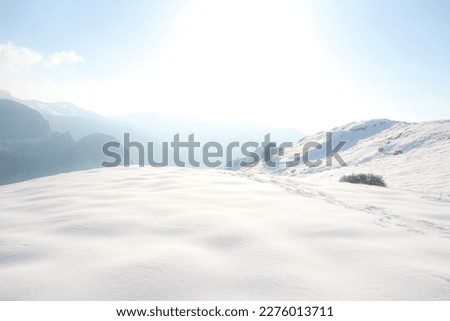mountains with snow in majorca. snowy landscape Royalty-Free Stock Photo #2276013711