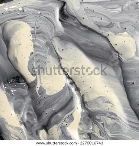 Mixed grey and white marble paint swirls close up backdrop