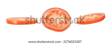 Tomato slices isolated on white Royalty-Free Stock Photo #2276025287