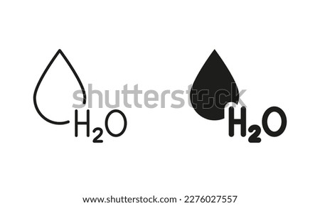 H2O Silhouette and Line Icon Set. Water Drop Black Sign Collection. Chemical Formula for Water. Symbol of Fresh Aqua Symbols. Isolated Vector Illustration. Royalty-Free Stock Photo #2276027557