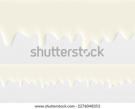 High realistic seamless cream flowing drops. Vector illustration isolated on transparent background. Easy to use on different backgrounds. EPS10. Royalty-Free Stock Photo #2276048353