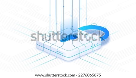 Security white banner. Large lock, storage of information and personal data. Protection against viruses and hacker attacks. Landing page design. Cartoon isometric vector illustration Royalty-Free Stock Photo #2276065875