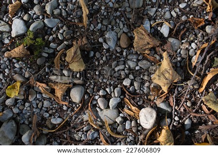 Pebbles near the mountain river in alps, Germany