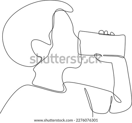 Continuous one line drawing happy boy drinking a glass of water. Concept of home health care activities. Single line draw design vector graphic illustration.