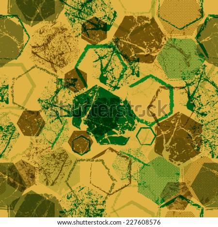 Abstract Seamless Pattern with elements in Hexagon Form