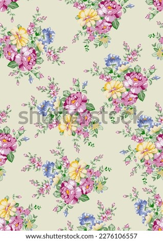 Floral background pattern digital printing and editing 