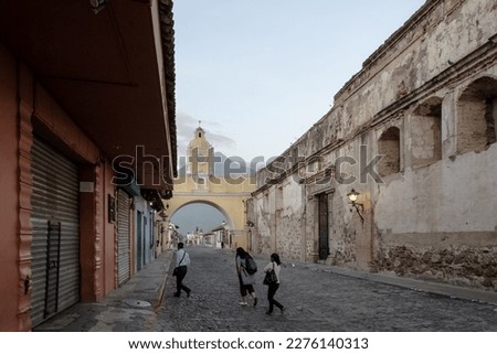 Urban landscape of Antigua Guatemala, a city in the central highlands of Guatemala, capital of the Captaincy General of Guatemala from 1543 through 1773 Royalty-Free Stock Photo #2276140313