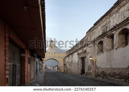Urban landscape of Antigua Guatemala, a city in the central highlands of Guatemala, capital of the Captaincy General of Guatemala from 1543 through 1773 Royalty-Free Stock Photo #2276140317