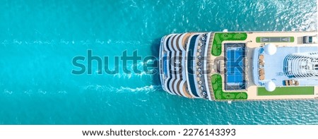 Stern of Cruise Ship, Cruise Liners beautiful white cruise ship above luxury cruise in the ocean concept exclusive tourism travel on holiday take a vacation time on summer Royalty-Free Stock Photo #2276143393