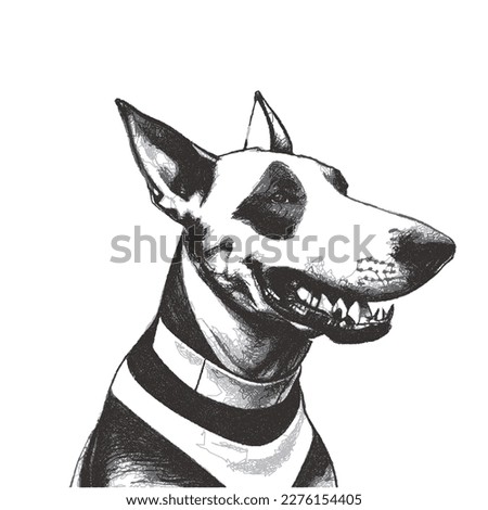 Portrait of a Bull Terrier. Doodle sketch. Vector illustration.