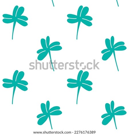 Seamless pattern of clover leaves. Symbol of national Irish traditions. Cartoon style illustration for printing on textiles and packaging. Three leaf clover. St.Patrick 's Day.