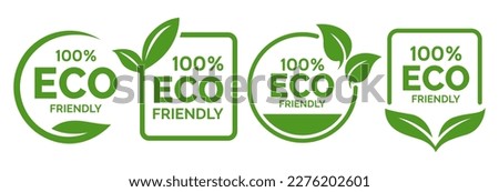 Set of eco friendly icons. Ecologic food stamps. Organic natural food labels. Royalty-Free Stock Photo #2276202601