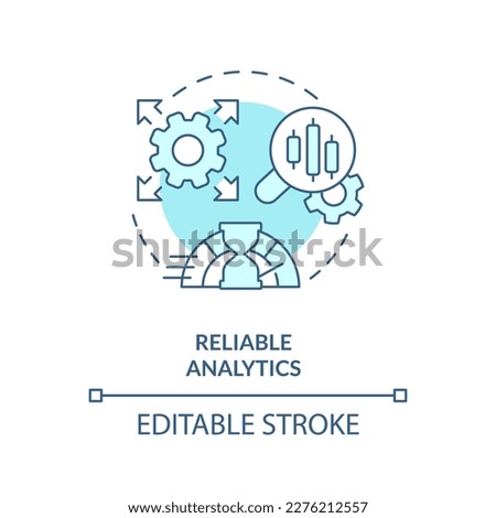 Reliable analytics turquoise concept icon. Fast service. Data lake architecture abstract idea thin line illustration. Isolated outline drawing. Editable stroke. Arial, Myriad Pro-Bold fonts used