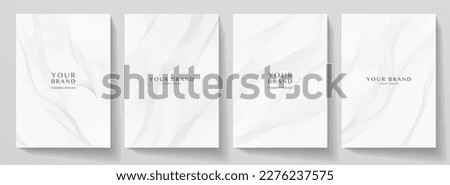 Contemporary technology cover design set. Luxury white background line pattern (guilloche curves). Premium vector tech backdrop for business template, digital certificate, formal brochure layout Royalty-Free Stock Photo #2276237575