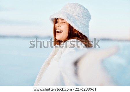 woman winter clothes walk snow cold vacation Fresh air