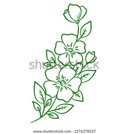 Illustration of flower design with green leaf 