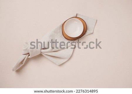 white plate mockup with cream background. for the wedding template .top view.