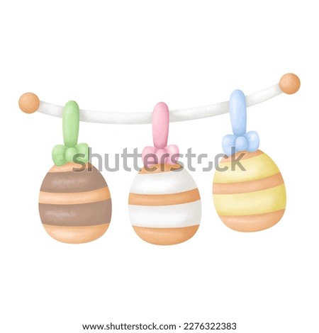 Watercolor Cute Element for Easter Day on White Background Collection 