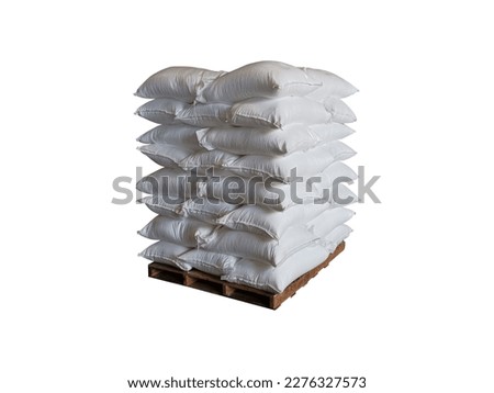White hemp sack Packing chemical fertilizer, sugar, flour, rice waiting for delivery on the White Background Royalty-Free Stock Photo #2276327573