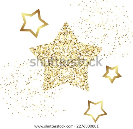 Gold glitter stars, flying sparkles