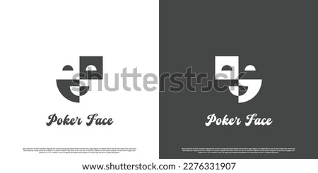 party mask logo design illustration. classic face silhouette various expressions people clown comedian magician circus artist vintage. Simple flat design. Royalty-Free Stock Photo #2276331907