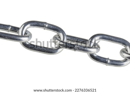 Close up of new chain links isolated on a white background Royalty-Free Stock Photo #2276336521