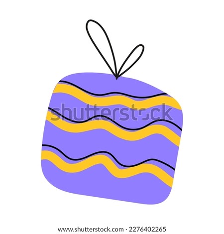 Cute Scandinavian hand drawn present box. Purple gift, vector illustration