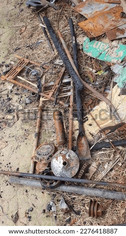 You can see some burnt garden tools