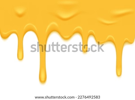 Vector Illustration with Melting Yellow Cheese Isolated on White. Abstract 3d Food Background. Liquid Cheese Shape for Pizza, Sandwich and Fondue Packaging Royalty-Free Stock Photo #2276492583