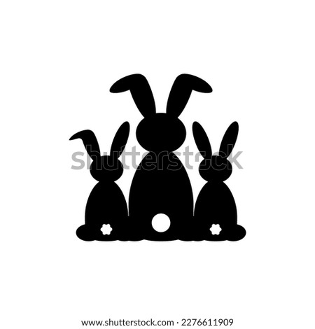 Easter black and white shadow matching activity for children with bunny family. Outline spring puzzle with cute animals. Holiday celebration educational game for kids.