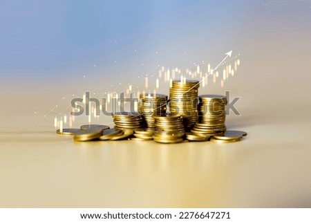 gold money coin background are laid in graph.Business success concept wealth stock investment.Business in the digital age.Digital transformation for next generation technology.  concept saving money Royalty-Free Stock Photo #2276647271