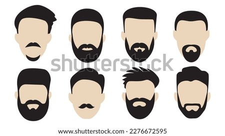 Mens faces, set. Haircuts, beards, mustaches set. Icons. Vector Royalty-Free Stock Photo #2276672595