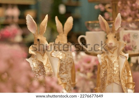 Easter. Figurines of Easter bunnies.
