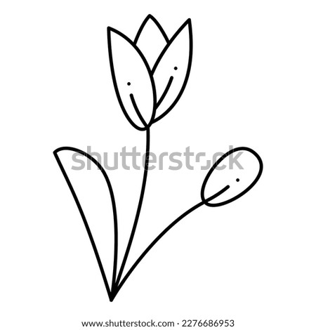 Abstract flower. Doodle vector black and white illustration.